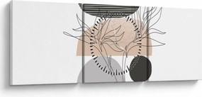 Tablou - Linie de artă flori N⁰2 (cu ceas) (90x30 cm)