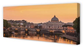 Tablouri canvas râu Roma Sunset poduri clădiri