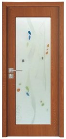 Usa Interior din MDF Novo Doors ND110, Cadru din Lemn Masiv, Geam Sablat, KIT COMPLET, Toc , Manere si balamale incluse (Culoare: Nuc, Dimensiune: 60