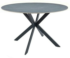 Masa rotunda TALIA, gri cu efect de marmura/negru mat, ceramica/metal,