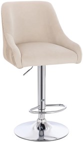 HR920W Scaun Crem din Catifea cu Bază Cromata