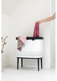 Cos de rufe Brabantia Bo 1004174, 60 L, Umplere fara deschidere, Orificii aerisire, Picioare reglabile, Alb