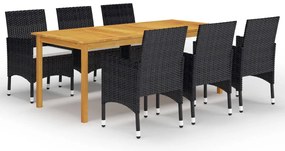 vidaXL Set mobilier de grădină, 7 piese, negru
