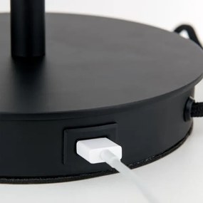 Lampă de masă cu port USB Orion LA 4-1205/1 LUDWIG 1xE27/40W/230V negru