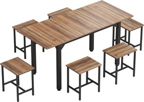 HOMCOM Set Masă Da Dining Extensibil 160 cm Cm, Negru Nuc | Aosom Romania