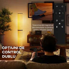 HOMCOM Lampă de Podea cu Telecomandă și Reglaj Temperatură 3000-6000K, Abajur din Material Textil, Ø20x135 cm, Bej | Aosom Romania