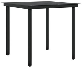 Set mobilier de gradina cu perne, 5 piese, negru Negru, Lungime masa 80 cm, 5