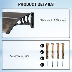 Outsunny Copertină Exterioară Impermeabilă și Anti-UV cu Placă Curbată, 75x120x23 cm, Maro și Negru | Aosom Romania