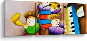 Tablou - Muzicanții, pictură (cu ceas) (90x30 cm)