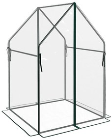 Outsunny Mini Sera De Gradina Cu 2 Usi Cu Fermoar, Sera Portabila Pentru Interior, Exterior, 90 x 90 x 145 cm, Transparent
