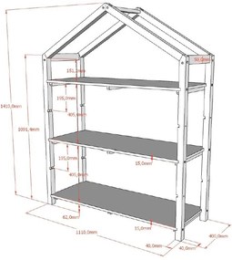 Bibliotecă în formă de Căsuță, Alb, MDF – Dallas – Vipack