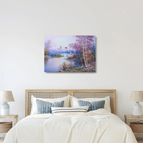 Tablou pe sticlă - Sosirea toamnei, pictură în ulei (70x50 cm)