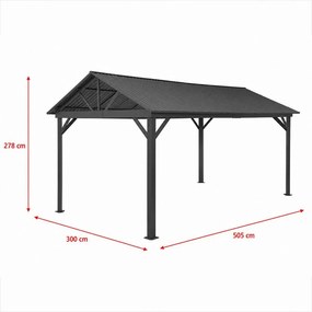 Pergolă din aluminiu Avenberg PAVILIO 5x3m neagră