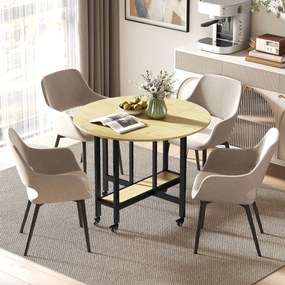 HOMCOM Masă Pliabilă pentru Dining, Masă de Bucătărie cu Roți pentru 2-4 Persoane, 100x100x75 cm, Stejar | Aosom Romania