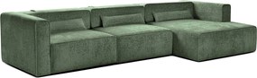 Colțar Extensibil 5 locuri ZANETTO, cu ladă de depozitare, 340x157x70 cm, Verde-Onyx / Dreapta
