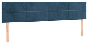Pat box spring cu saltea, albastru inchis, 180x200 cm, catifea Albastru inchis, 180 x 200 cm, Cu blocuri patrate
