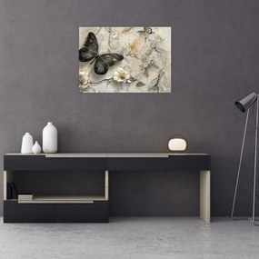 Tablou - Marmură de fundal cu fluturi (70x50 cm)