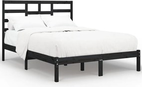 vidaXL Cadru de pat, negru, 140x190 cm, lemn masiv