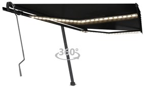 vidaXL Copertină retractabilă manual cu LED, antracit, 400x350 cm