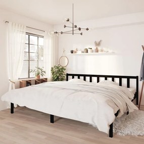 810106 vidaXL Cadru de pat, negru, 200x200 cm, lemn masiv de pin