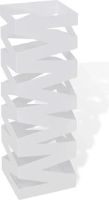 vidaXL Suport pentru umbrele, pătrat, depozitare bastoane, alb, 48,5 cm, oțel