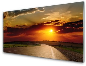 Tablouri acrilice Sunset Road Peisaj Gri Roșu Portocaliu