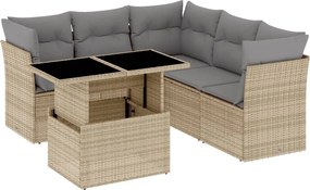 vidaXL Set canapele de grădină cu perne, 6 piese, bej, poliratan