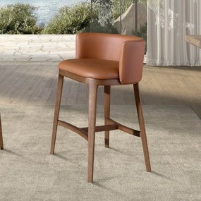 Scaun de bar design LUX, Nuc, Piele sintetica, Brown