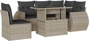 vidaXL Set canapele de grădină cu perne, 6 piese gri deschis poliratan