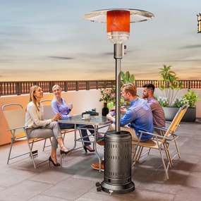 Outsunny Încălzitor de Exterior de 11 KW Reglabil, cu Roți 82 x 82 x 223 cm, Maro Închis | Aosom Romania