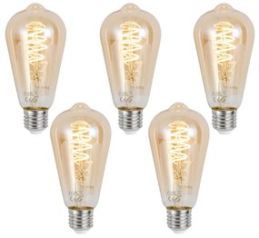 Set de 5 becuri LED inteligente E27, reglabile, ST64, culoarea chihlimbarului, 4,9 W, 320 lm, 2500 K, Zigbee