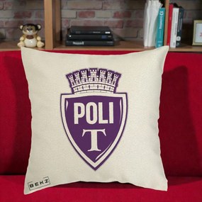 Perna Personalizata Poli Timisoara Fotbal, 40x40 cm, Ecru, Husa Detasabila, Perna Inclusa, BEKZ®