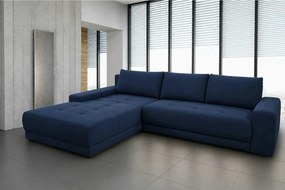 Coltar de living extensibil ADRIA, universal, stofa catifelata albastr