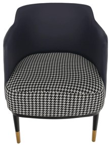 Fotoliu design, model alb-negru/ piele ecologică albastru închis, EMREN