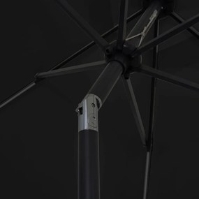Umbrela de soare, LED-uri si stalp aluminiu, negru, 300 cm Negru