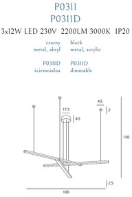 Lustra LED dimabila reglabila design modern TRIO P0311D MX