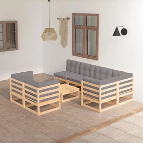 3076699 vidaXL Set mobilier de grădină cu perne, 8 piese, lemn masiv de pin