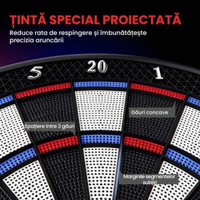 SPORTNOW Țintă Electronică pentru Darts, 6 Săgeți și Display LCD, pentru 8 Jucători, 18 Jocuri și 159 de Variante | Aosom Romania