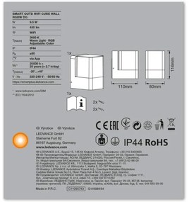 Ledvance - Aplica de perete exterioară cu LED RGB SMART + CUBE LED/9.5W/230V IP44 Wi-Fi