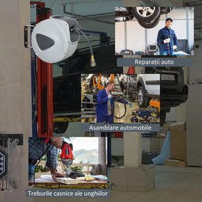 DURHAND Furtun Automat de Perete, Sistem de Irigare cu Conexiune Φ1/4''', Rotire 180º, 20+2m | Aosom Romania