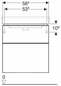 Dulap baza pentru lavoar suspendat Geberit Smyle Square gri nisip 2 sertare 59 cm