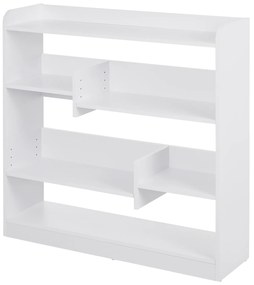 HOMCOM Bibliotecă etajeră Mobilier de Depozitare dim. 90L x 24l x 91H cm 4 Niveluri 3 Panouri din Spate Plăci din Particule Alb | Aosom Romania