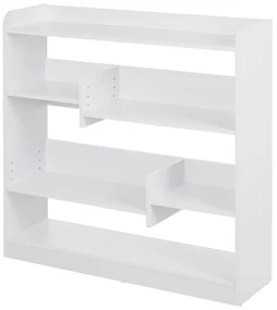 HOMCOM Bibliotecă etajeră Mobilier de Depozitare dim. 90L x 24l x 91H cm 4 Niveluri 3 Panouri din Spate Plăci din Particule Alb | Aosom Romania