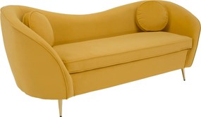 Canapea cu 3 locuri de design, ţesătură Velvet galbenă/gold crom auriu, EZIO TYP 3