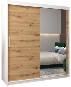 Dulap de haine 180 cm Toki 2 (alb mat + stejar artisan). 1065001