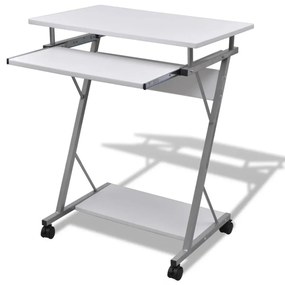 vidaXL Birou pentru studenți cu poliță glisantă, Alb