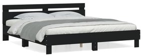 3207400 vidaXL Cadru de pat cu tăblie, negru, 180x200 cm, lemn prelucrat