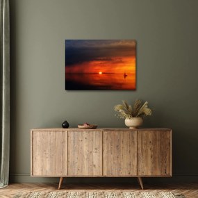 Tabloul apusului de soare cu barca (70x50 cm)