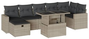 3274832 vidaXL Set mobilier de grădină cu perne, 8 piese gri deschis poliratan