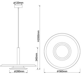 Pendul LED design tehnic, diametru 56cm Tina MA-9000
